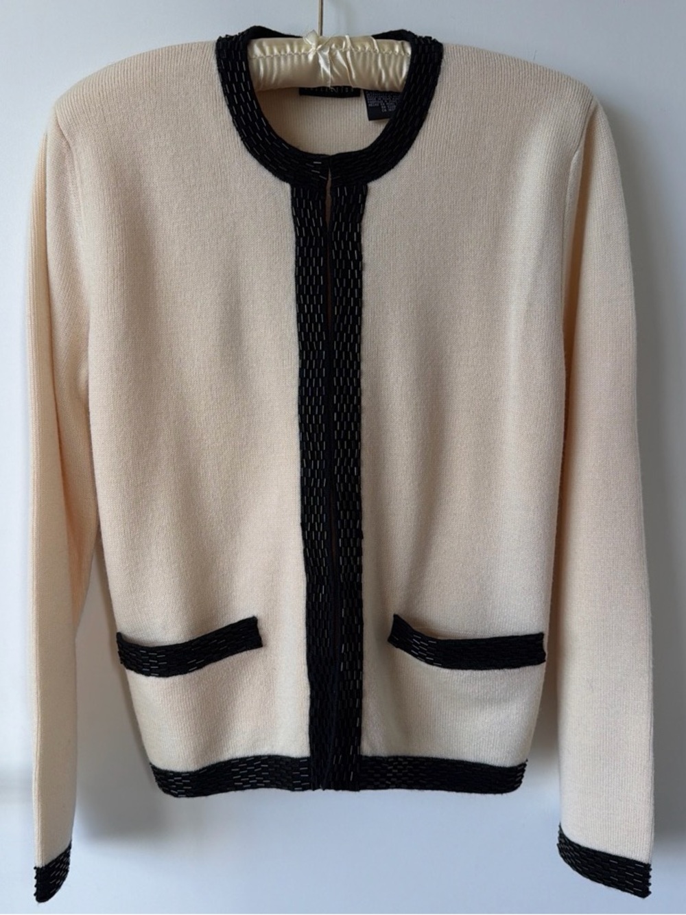 Vintage Liz Claiborne Collection 100% Merino Wool Beaded Cardigan